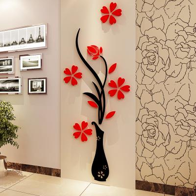 China Eco - Friendly Vase Flower Acrylic Home Decor Wall Stickers for sale