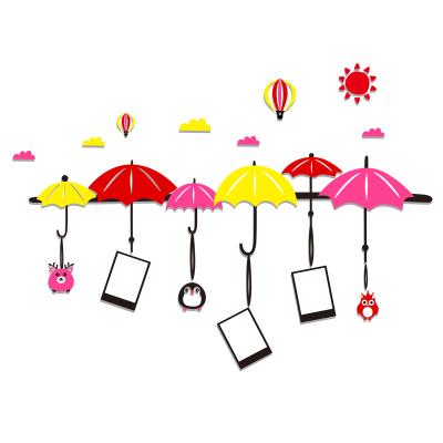 China Waterproof+Eco-friendly Cartoon Umbrella Photo Frame Wall Sticker Girl Bedroom And Kindergarten Decoration Acrylic 3D Sticker for sale