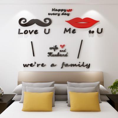 China Waterproof+Eco-friendly Kiss Me High Quality 3D Crystal Lip Wall Sticker Modern Red Adhesive Decal Home Decor Stickers for sale