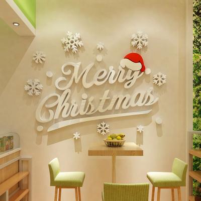 China Waterproof+Eco-friendly Merry Christmas Wall Stickers Window Glass Holiday Wall New Year Christmas Home Decoration for sale