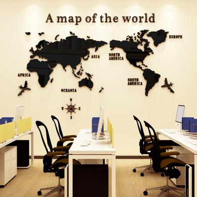 China Waterproof+Eco-friendly Large Size Acrylic Stickers Living Room Decoration World Map 3d World Map Removable Home Wall Stickers for sale