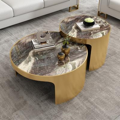 China Durable Contemporary Modern Metal Side Table Italian Style Design Around Table Marble Side Coffee Table for sale