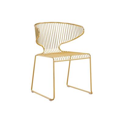 China Modern Durable Metal Wire Dining Chair Stackable Steel Wire Mesh Chairs With PU Cushion For Restaurant Cafe Shop for sale