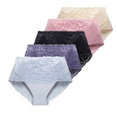 China High Quality Cotton Lace Panties High Waist Antibacterial Underwear Breathable Plus Size Women's Panties for sale