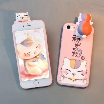 China Lucky Cat Case Soft TPU Lucky Cat 3D Image Doll Bonded Back Cover Cell Phone Case With Cartoon Lanyard For iPhone 7 plus for sale