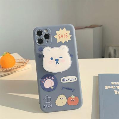 China Anti-fall Girl Mobile Phone Accessories Cute Cartoon Bear Soft Shockproof Phone Covers Holder For iPhone 11 pro 12 pro Max Xr Max Xs for sale