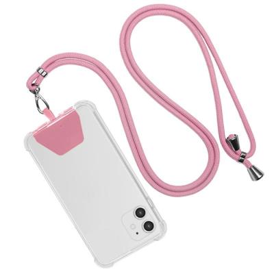 China Adjustable Comfortable Nylon Phone Lanyard For All Phones Combination Safety Case Lanyard With Card Sticker Easy-Install Neck Anti-fall for sale