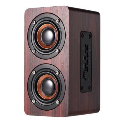 China Original Grain BT 4.2 Dual Louderspeakers Bass Handsfree Phone Function W5 Wooden Tooth Blue Tooth Speaker Super Subwoofer with AUX Card. of MIC 3.5mm TF for sale