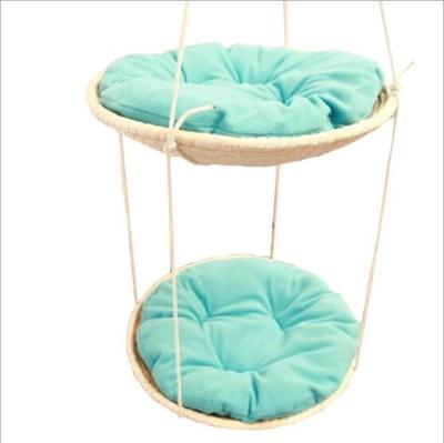 China Sustainable Straw Cat Swing Comfortable And Breathable Universal Corn Hide Four Season Hanging Wooden Cat Bed for sale