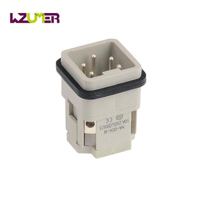 China HDC WZUMER HAN Harting ha 4 Pin Heavy Duty Industrial Connector Male Plug Inserts for sale