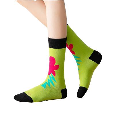 China College Style QUICK DRY Slouch Cushion Socks For Women Autumn Jackuard Flower Custom Logo Socks for sale