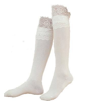 China Fashion QUICK DRY Wholesale custom women white polyester ladies bangs lace teen dance knee high pretty girl tube socks for sale