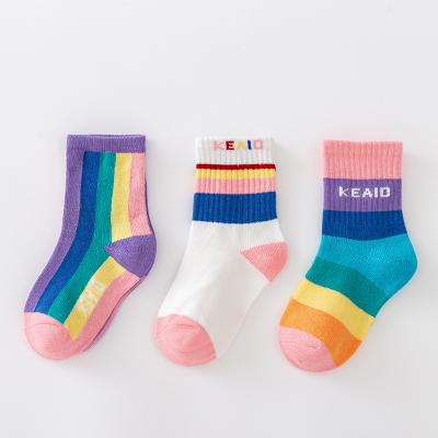 China Autumn Organic Baby Children Socks Sunnozy Cmax Sporty Rainbow Color Spring Design Ribbed Socks for sale