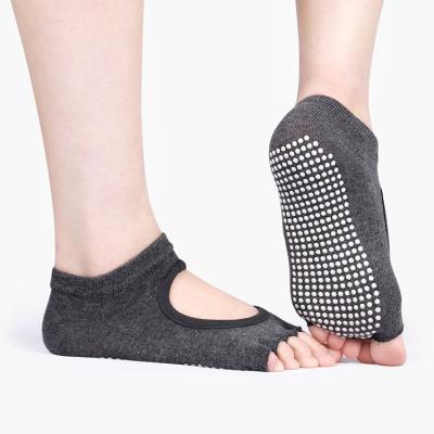 China Wholesale Cotton Women Anti-Slip Socks Open Toe 5 Toe Grip Pilates Boots Non-slip Dance Barre Ballet Yoga Socks for sale