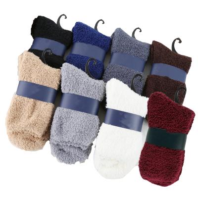 China Thick Warm Thermal Solid Color Fuzzy Warm Men Socks Comfortable Plain Coral Fleece Socks Casual Crew Winter QUICK DRY for sale