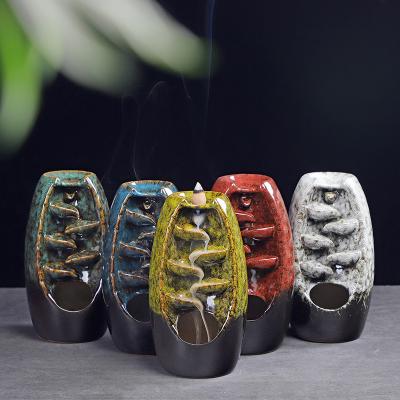 China Japanese Ceramic Censer Aromatherapy Incense Waterfall Flow Censers Backflow Burner Burning Stick Holder for sale