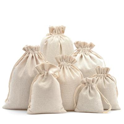 China Recyclable Organic 13*18CM Cotton Drawstring Storage Bags Wedding Treat Gift Packaging Large Size Reusable Muslin Dust Bag Pouch for sale