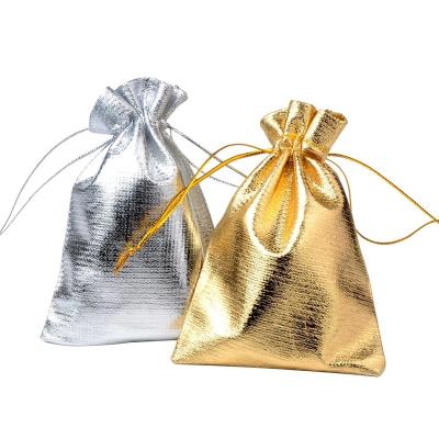 China 100pcs/bag 13x18cm Handmade Drawstring Organza Jewelry Pouches Wedding Favor Gift Bag Candy Chocolate Silver Gift Bags for sale