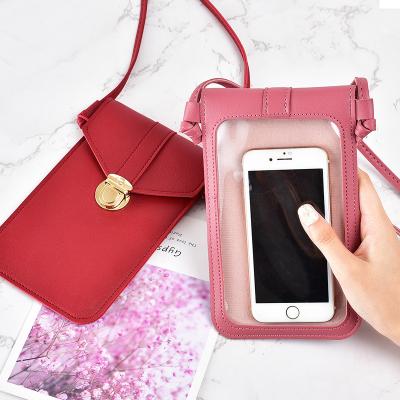 China Leather Smartphone Single Wallet Purse Mobile Phone Touch Screen Shoulder Strap Handbag Bag for sale