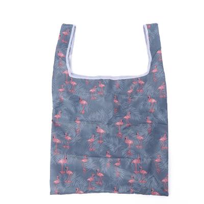 China Custom Reusable Foldable Tote Polyester Nylon Grocery Tote Foldable Shopping Bag for sale