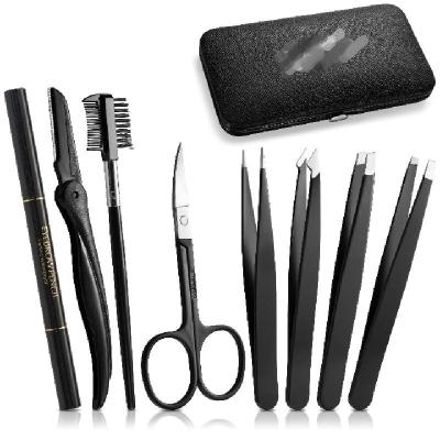 China Modern Multifunctional Male and Female Facial Razor Trimming Eyebrow Brush Scissors Tweezers Tool for sale