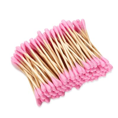 China Clean personality SHARUAN 100pcs/box creative color cotton swabs disposable cleaning cotton swabs wooden sticks back custom LOGO for sale