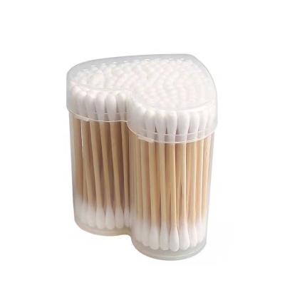 China Clean Personality Heart Shape Box 100pcs Cotton Swab Stick Bamboo Cotton Swabs Baby Make Up Cotton Tilted Bud for sale