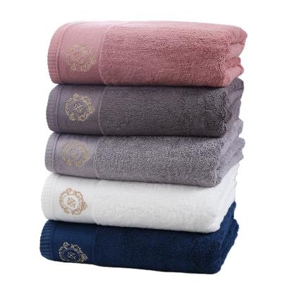 China Sustainable Enlarged Cotton Bath Towel 80*160 Hotel Bath Towel Set Soft Bamboo Embroidery LOGO for sale