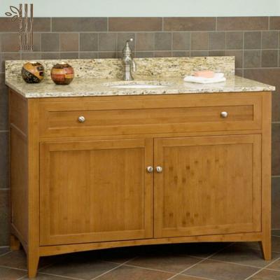 China Eco-friendly Cheap Price Used Solid Bamboo Waterproof Bathroom Vanity Sink Cabinet for sale