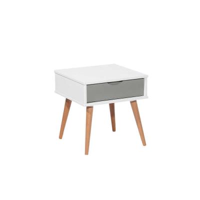 China Easy Assembly Scandinavian White Flat Pack Cheap Wooden Bedside Table for sale