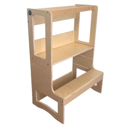 China Factory direct sale adjustable cheap wooden montessori plywood double (height) learning tower for sale