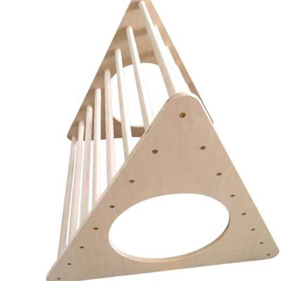 China Factory Eco-friendly Cheap Natural Indoor Playground Triangle Climbing Wooden Frame Set For Kids for sale