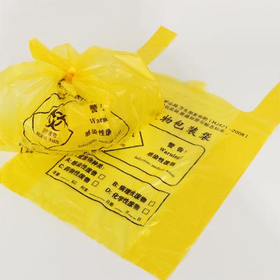 China Custom Red Disposable Biohazard Vest Bag Hospital T-Shirt Hospital T-shirt Medical Waste Waste Bags On Roll for sale