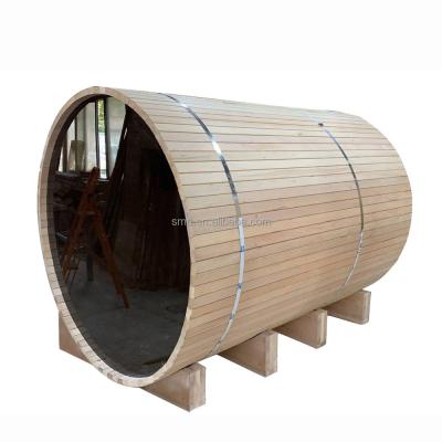 China Hemlock 6 People Cheap Red Cedar Room Computer Control Panel Sauna Barrel Outdoor Sauna Room With Harvia Sauna Heater for sale