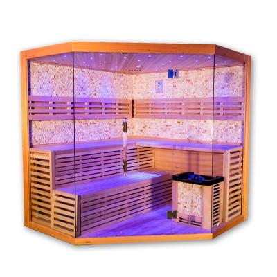 China Traditional Computer Control Panel Smartmak Wooden Sauna Steam Sauna Room for 6 Person for sale