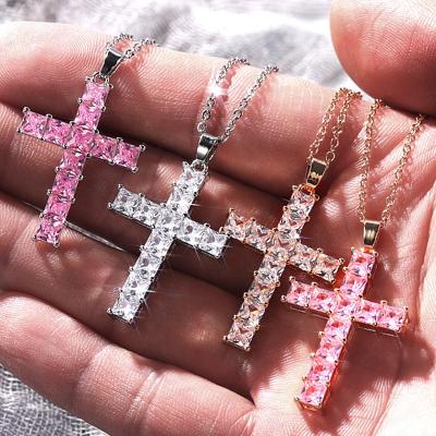 China KBN054 TRENDY Women's Minimalist Fashion Simple Lead and Nickel Free Zircon AAA+ Cross Bead Baguette Necklace for sale