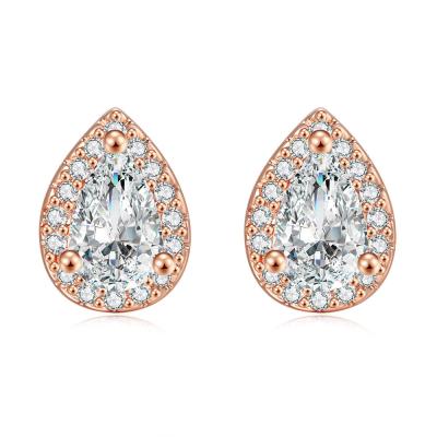 China Tendencia Moda 2021 CLASSIC Aretes Engagement Jewelry Teardrop CZ Zircon Stud Bridal Wedding Earring SE278-M for sale