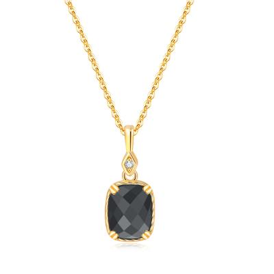 China 2021 Vintage New Product Ideas Collares De Plata 925 Fine Jewelry 7X9mm Black Agate Pendant Necklace NI104 for sale