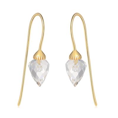 China 2021 Vintage New Arrivals Trending Products Womens 925 Jewelry Clear Quartz Crystal Dangle Earring EI126 for sale