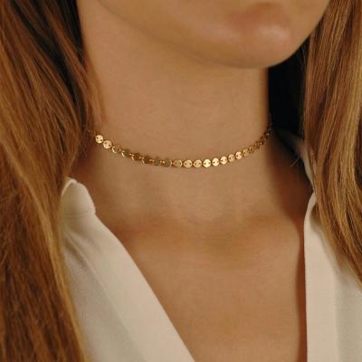 China 2021 FASHIONABLE Simple Style Mini Coin Disc Chunky Choker Necklace Stainless Steel Ins Clavicle Chain YX25115 for sale