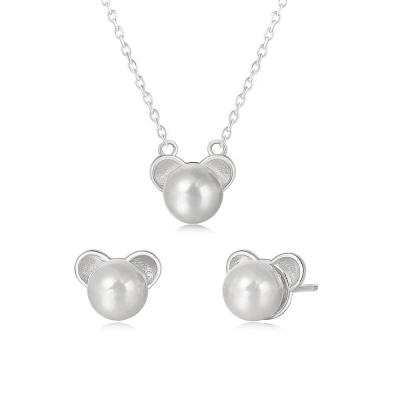 China China Cute Factory Direct Women Fashion Bear Shape Imitation Pearl Necklace Jewelry Sets DZS001-M for sale