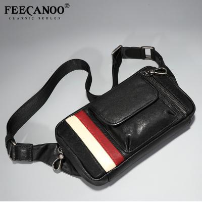 China New PORTABLE genuine leather men's chest bag trend fashion cowhide one shoulder cross - body bag men's casual bag OEM/MOQ for sale