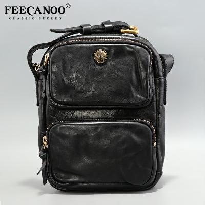 China New Vintage Genuine Leather Men's Chest Bag Fashionable Cowhide One Shoulder Cross - Casual Body Bag Men's Bag OEM/MOQ for sale