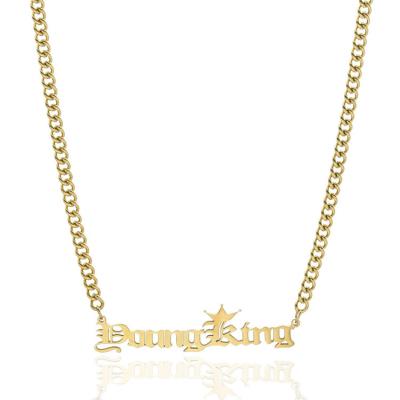 China Wholesale Stainless Steel Casual/Sports Stainless Steel Hip Hop Youth Fashion Jewelry Queen Queen Pendant Necklace English King for sale