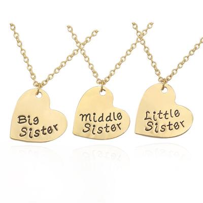 China Casual/Sporty Middle Big Little Sisters Love Alloy Women Wholesale Friend Fashion Jewelry Pendant Necklace for sale