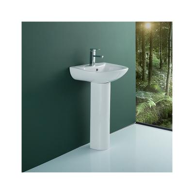 China Good Reputation WDSI Square Pedestal Ceramic Pedestal Modern Bathroom Sink Ceramic Pedestal Wash Basin for sale