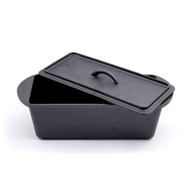 China Sustainable Preseasoned Customize Mini Camping Cast Iron Bread Baking Pot Loaf Pan for sale