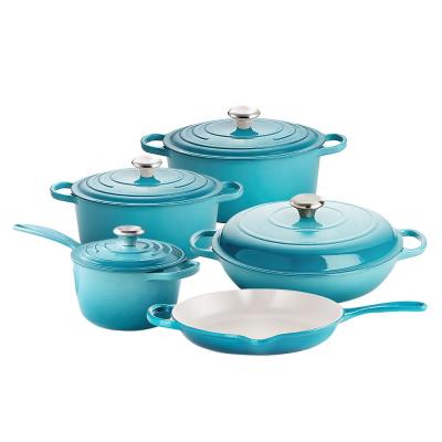 China High quality sustainable home kitchen enamel cast iron custom cookware set cooking set for sale