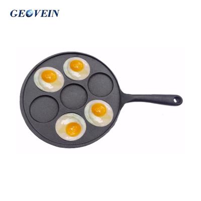 China Pre-Seasoned Cast Iron Cake Seven Holes Molds 7 Holes Pre-Seasoned Cast Iron Pancake Pan for sale