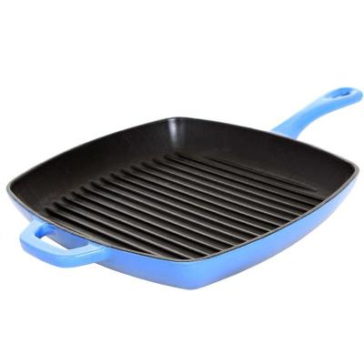 China Sustainable Barbecue Grill Pan With Handle Nonstick Cast Iron Frying Pan Enameled Japanese Grill for sale